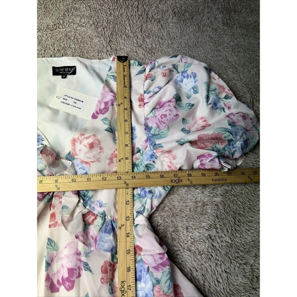 In The Style Maternity Darby Dress Puff Sleeve Multi US 6- UK 10 New - Picture 13 of 16